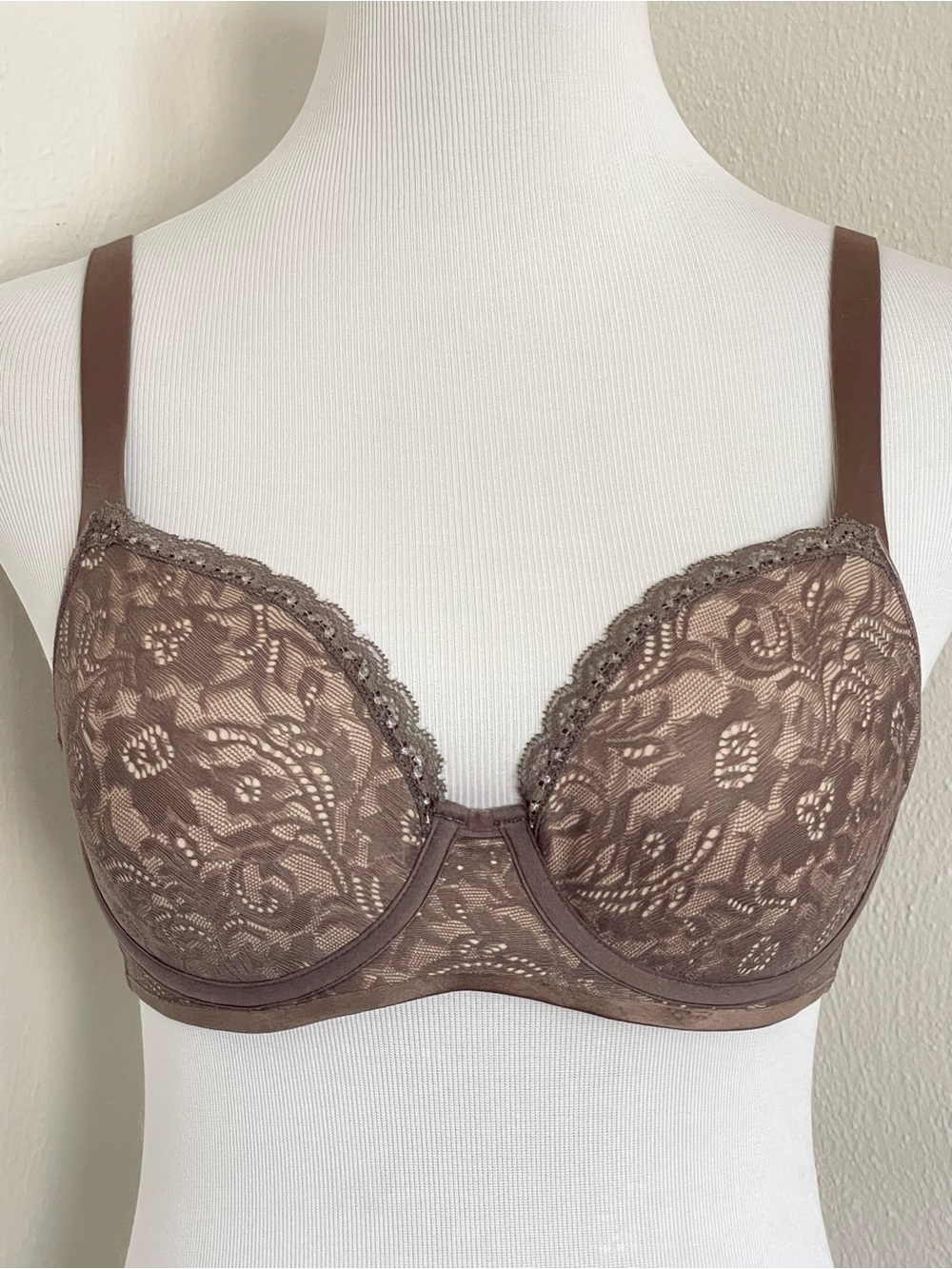 Soma Enticing Lift Full Coverage Underwire Lace Bra - Taupe 34B